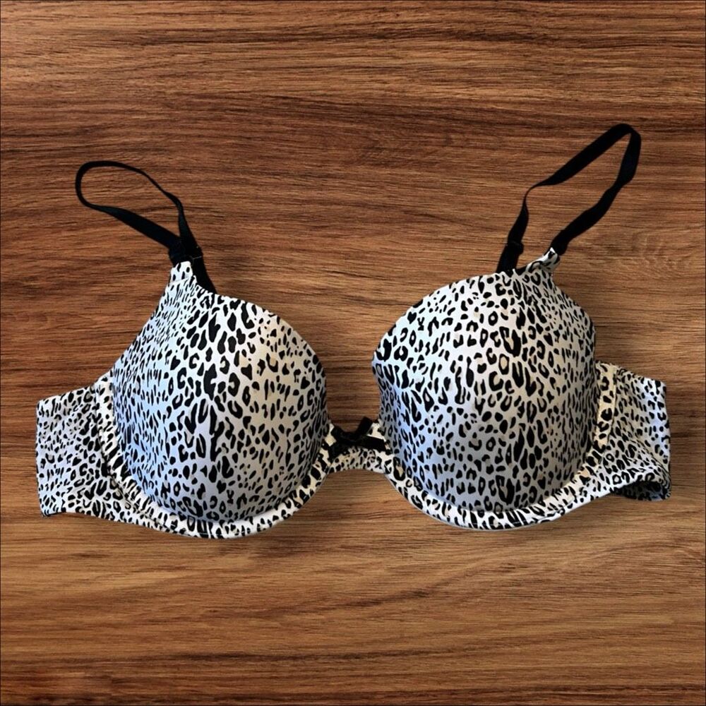 Victoria’s Secret White Black Animal Print Push-Up Bra 36B